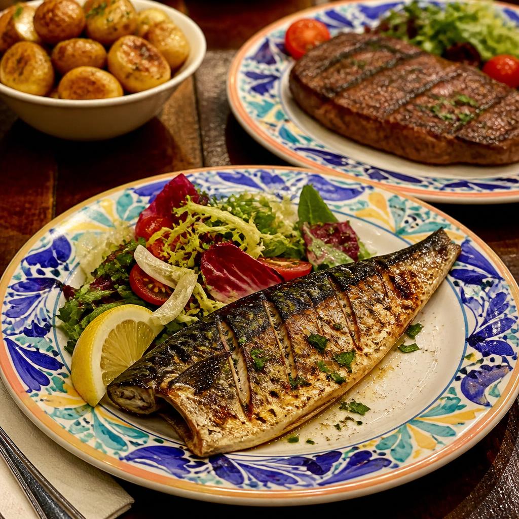 Fresh fish and meat